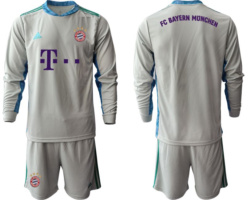 Men 2020-2021 club Bayern Munich gray long sleeve goalkeeper Soccer Jerseys->->Soccer Club Jersey